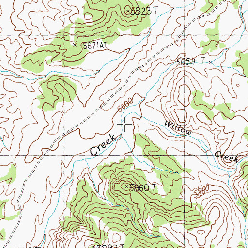 Topographic Map of Willow Creek, NV