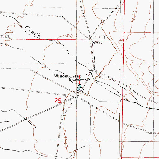 Topographic Map of Willow Creek Ranch, NV