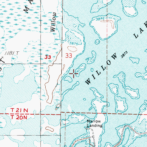 Topographic Map of Willow Lake, NV
