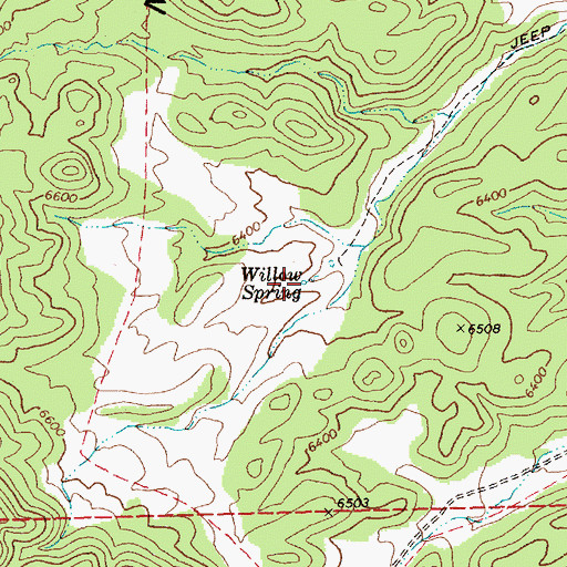 Topographic Map of Willow Spring, NV
