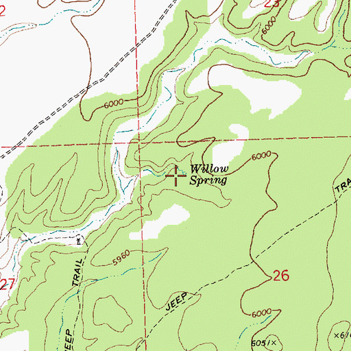 Topographic Map of Willow Spring, NV