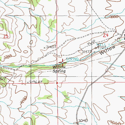 Topographic Map of Willow Spring, NV