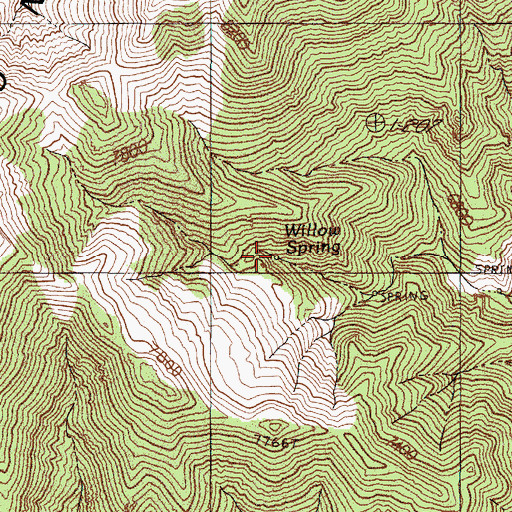 Topographic Map of Willow Spring, NV