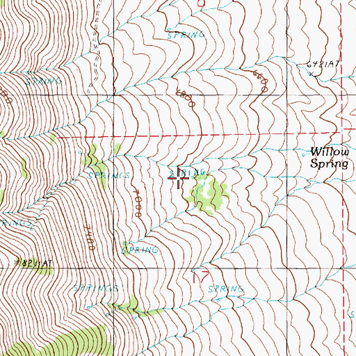 Topographic Map of Willow Spring, NV