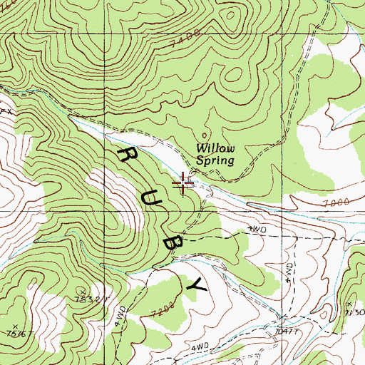Topographic Map of Willow Spring, NV
