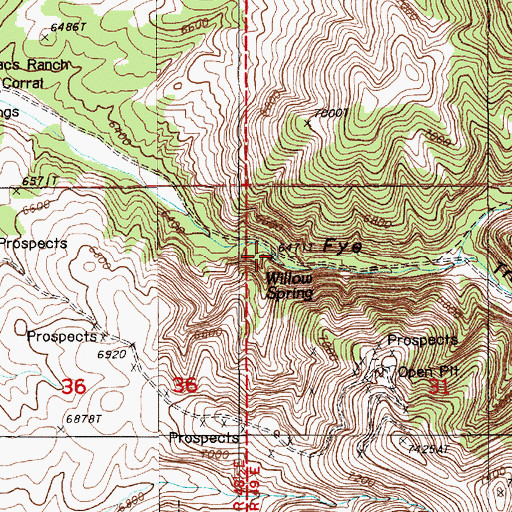 Topographic Map of Willow Spring, NV