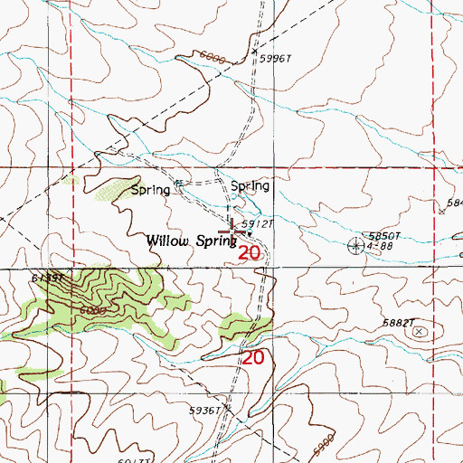Topographic Map of Willow Spring, NV