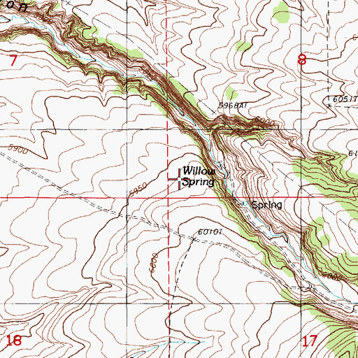 Topographic Map of Willow Spring, NV