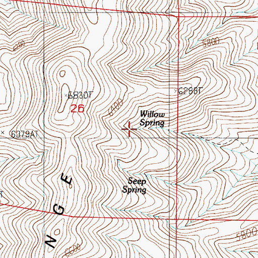 Topographic Map of Willow Spring, NV