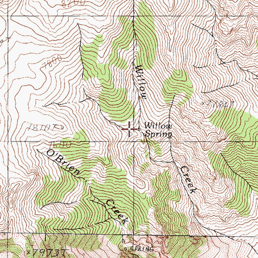 Topographic Map of Willow Spring, NV