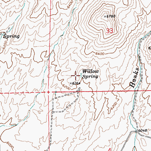 Topographic Map of Willow Spring, NV