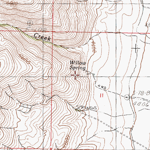 Topographic Map of Willow Spring, NV