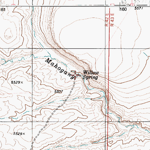Topographic Map of Willow Spring, NV