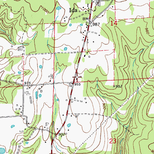 Topographic Map of Ida Post Office, AR