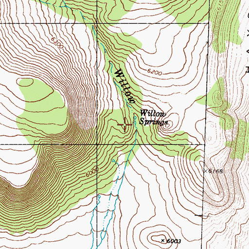 Topographic Map of Willow Springs, NV