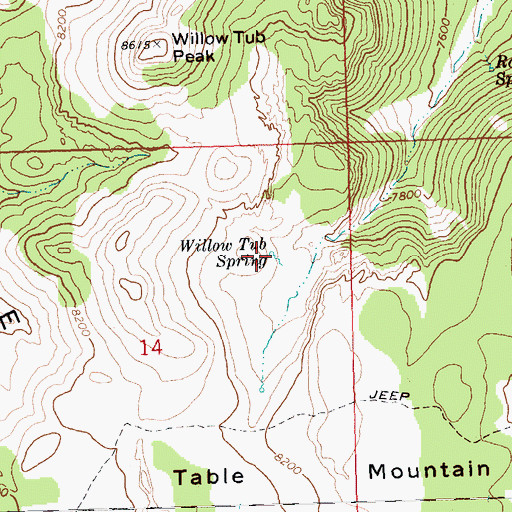 Topographic Map of Willow Tub Spring, NV