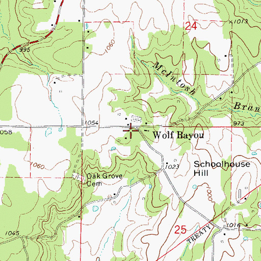 Topographic Map of Wolf Bayou Post Office, AR