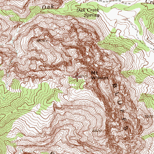 Topographic Map of Mount Wilson, NV