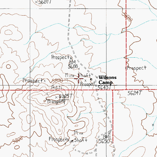 Topographic Map of Wilsons Camp, NV