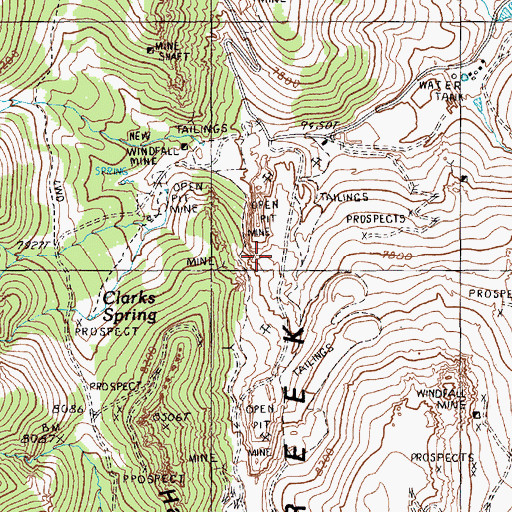 Topographic Map of Windfall Mine, NV