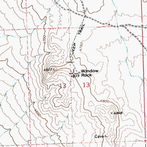 Topographic Map of Window Rock, NV
