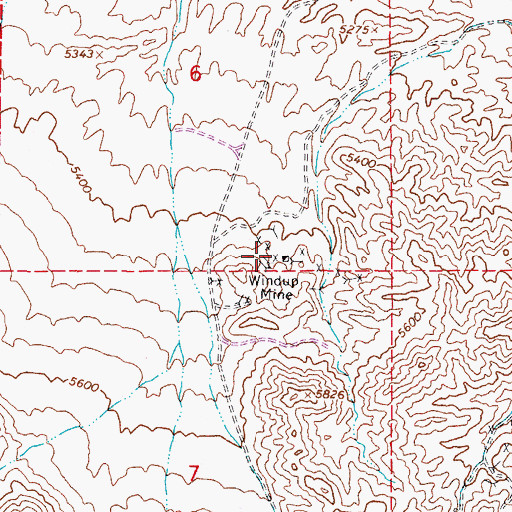 Topographic Map of Windup Mine, NV
