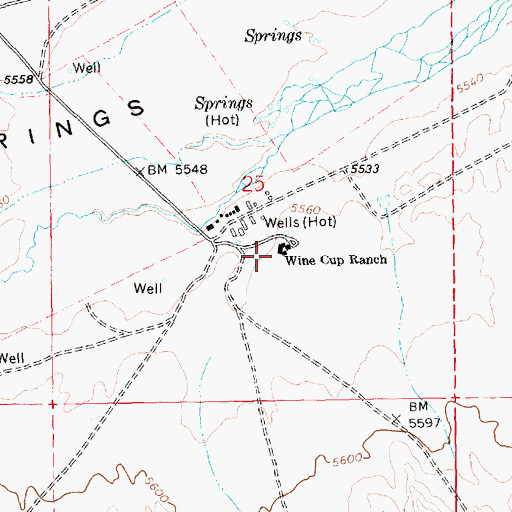 Topographic Map of Wine Cup Ranch, NV