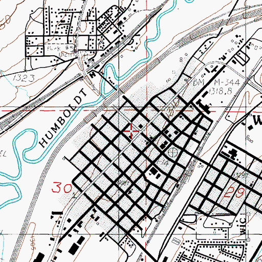 Topographic Map of Winnemucca, NV
