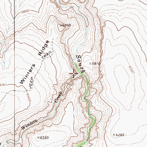 Topographic Map of Winters Creek, NV