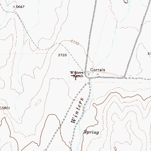 Topographic Map of Winters Ranch, NV