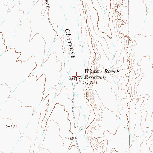 Topographic Map of Winters Ranch Reservoir, NV