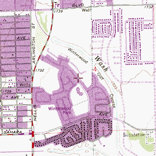 Topographic Map of Winterwood Golf Course, NV