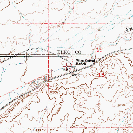 Topographic Map of Wire Corral Ranch, NV