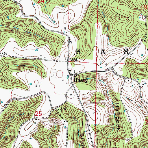 Topographic Map of Hasty Post Office, AR