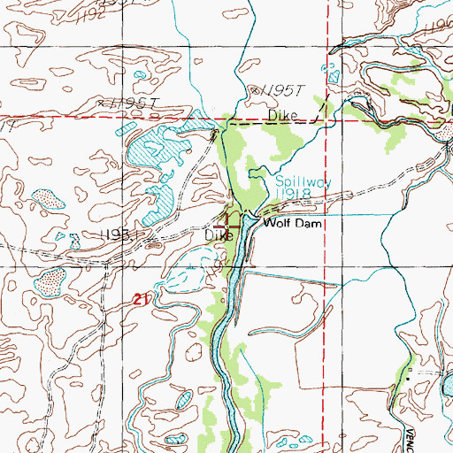 Topographic Map of Wolf Dam, NV