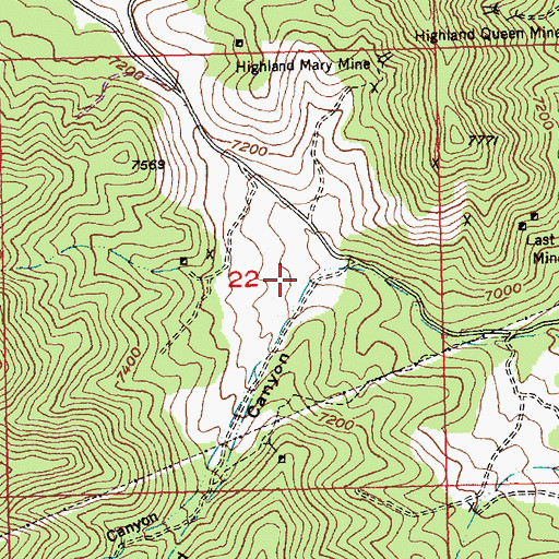 Topographic Map of Wood Canyon, NV