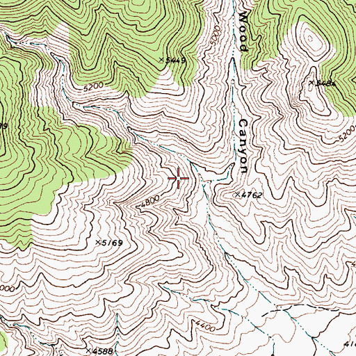 Topographic Map of Wood Canyon, NV