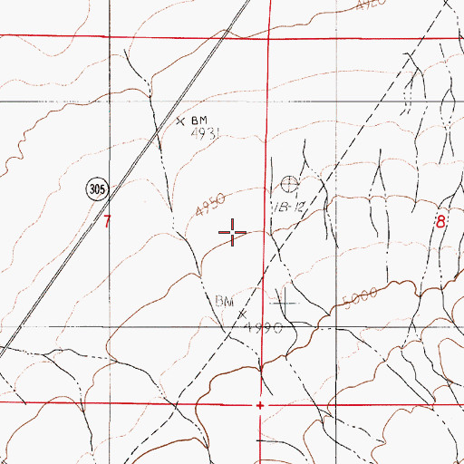 Topographic Map of Wood Canyon, NV
