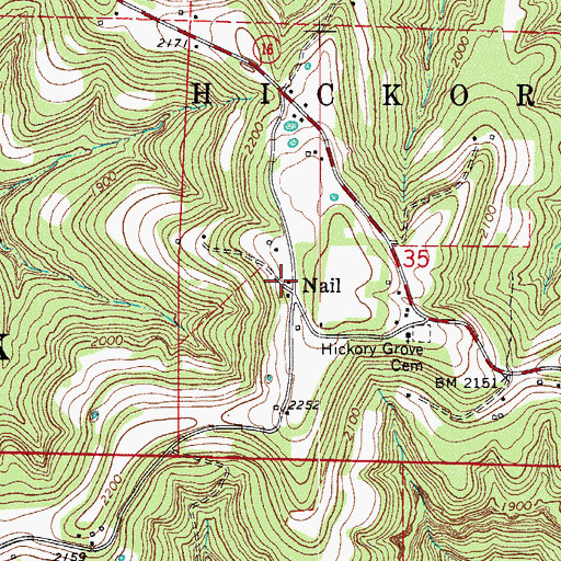 Topographic Map of Nail Post Office, AR