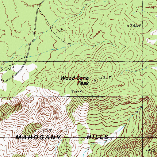 Topographic Map of Wood Cone Peak, NV