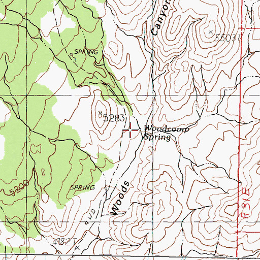 Topographic Map of Woodcamp Spring, NV