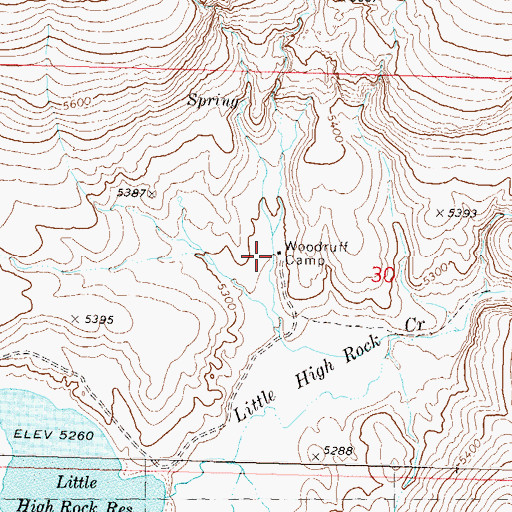 Topographic Map of Woodruff Camp, NV