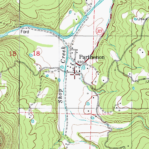 Topographic Map of Parthenon Post Office, AR