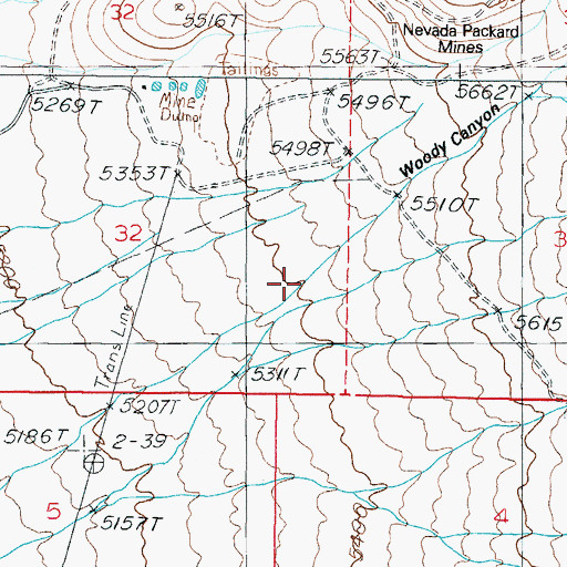 Topographic Map of Woody Canyon, NV