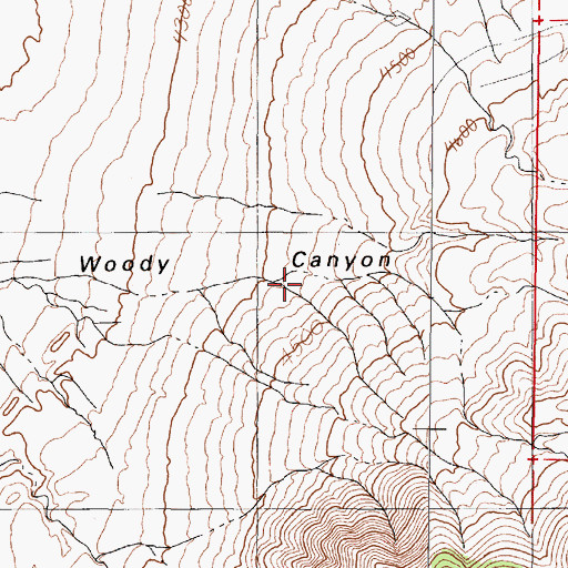 Topographic Map of Woody Canyon, NV