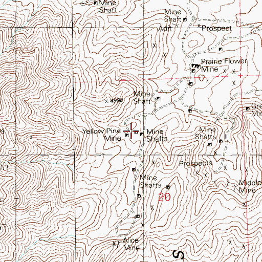 Topographic Map of Yellow Pine Mine, NV