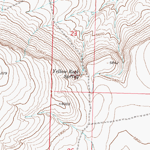 Topographic Map of Yellow Rock Spring, NV