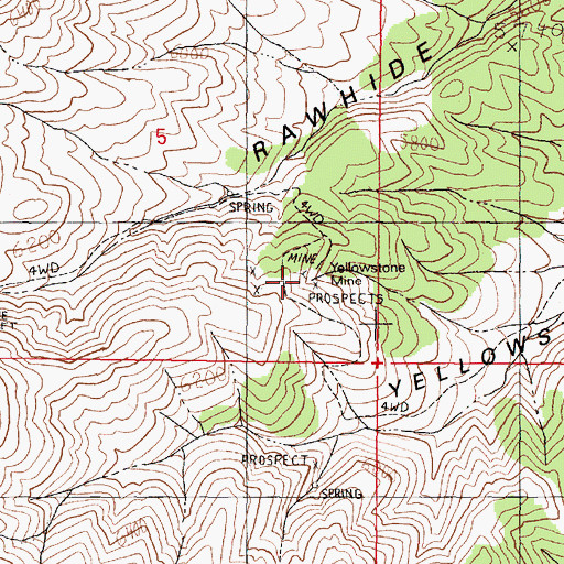 Topographic Map of Yellowstone Mine, NV