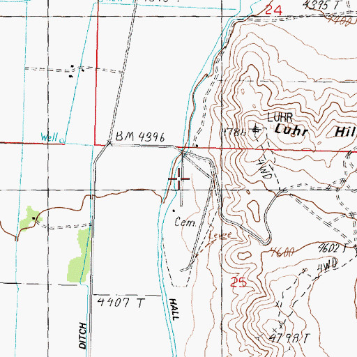 Topographic Map of Yerington Cemetery, NV