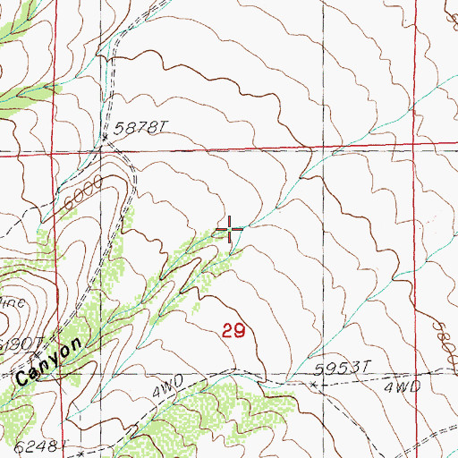 Topographic Map of Young Canyon, NV